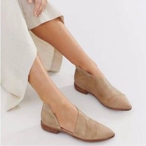 Free People Royale D’orsay Pointed Toe Tan Leather Flats Sz 7